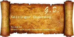 Geiringer Domonkos névjegykártya